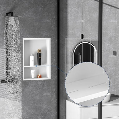 Stainless Steel Shower Niche 18" X 12", No Tile Needed Wall Niche Double Shelves, Recessed Shower Shelf for Bathroom Storage, Matte White
