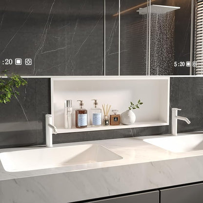 Neodrain 30X12Inch Shower Niche, White Stainless Niche NO Tile Needed Recessed Shower Shelf for Bathroom Storage