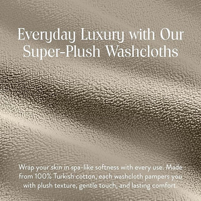 Brooklinen Super-Plush Turkish Cotton Washcloths - Set of 2 - Cotton, 820 GSM, Highly Absorbent, Machine Washable, Perfect for Home & Bathroom (13" x 13", Stone)