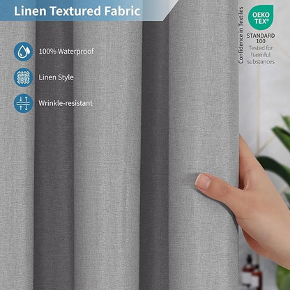 2-in-1 Waterproof Extra Long Fabric Shower Curtain or Liner,Linen Textured,84 Inch Breathable TPU & Washable Bathroom Shower Curtain Set with 12 Plastic Hooks,Modern,72"x84" Grey