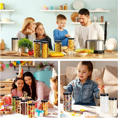 Plastic Jars with Lids,OBKJJ 34 PCS 16 OZ Large Capacity Clear Storage Containers with Leakproof Lids Reusable Empty Storage Container for Dry Food Spice Candy Cookie Household and Kitchen Organizing