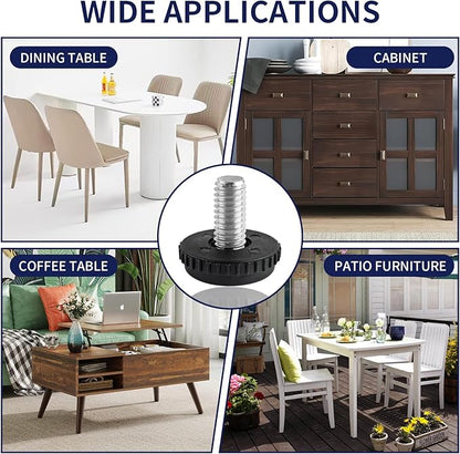 5/16"-18 Thread Levelers, 8 PCS Adjustable Furniture Feet, Screw in Leveling Feet for Table, Cabinets, Chairs, Stool Legs