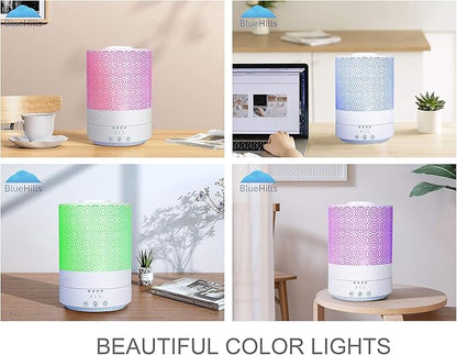 BlueHills 2500 ML XL Essential Oil Diffuser Aroma Humidifier with Timer for Large Home Decor Baby Rooms Big Huge 2.5 L Capacity Long Run Color Changing Lights Decorative Design High Mist White- F002