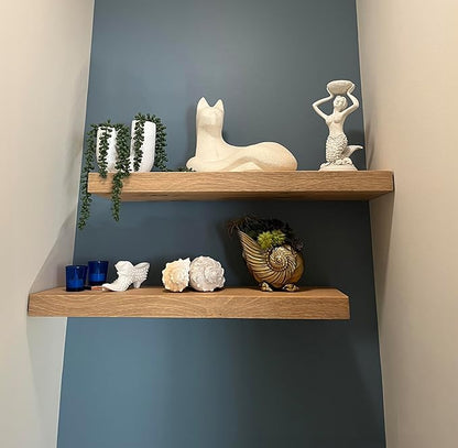 joelsantiques 30 Inch Wide Floating Shelves for Wall - 30x10x2 in - Made of Natural Wood - Easy Install - Heavy Duty - Perfect for Bathroom Kitchen, Living Room - Beige