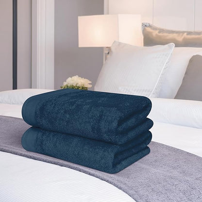Cotton 2 Pack Oversized Bath Towel Set 28x55 inches, Large Bath Towels, Ultra Absorbant Compact Quickdry & Lightweight Towel, Ideal for Gym Travel Camp Pool - Mineral Blue