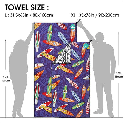 4Monster Microfiber Beach Towel Quick Dry,Super Absorbent Lightweight Travel Towel for Swimmers, Sand Free Camping Towel, Beach Towels for Pool,Swim,Water Sports,Yoga