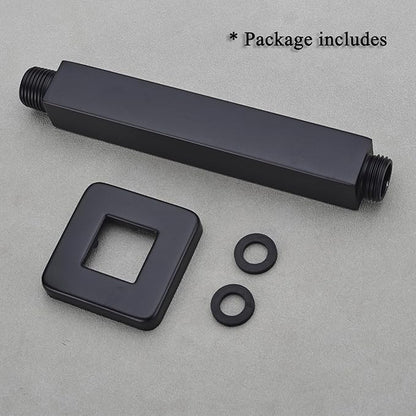 Black Shower Arm with Flange, BSTIIU Ceiling Mount Shower Head Extension Arm, Stainless Steel Square Shower Arm, 4 Inch