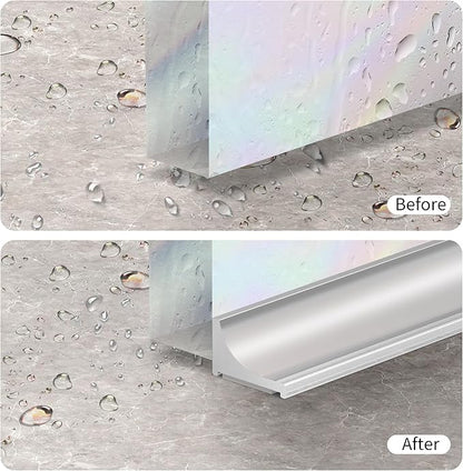 39Inch Shower Threshold Water Dam, Self-Adhesive Silicone Shower Barrier Water Stopper Shower Door Bottom Seal Strip Shower Splash Guard for Bathroom Kitchen Bathtub