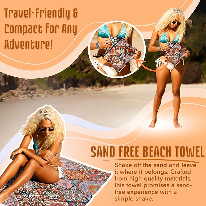 Nakie Sand Free Beach Towel, Quick Dry, Lightweight and Compact with Storage Bag, 160x90cm, Made from Recycled Bottles for Beach, Pool, Travel, Swimming and Outdoor Use