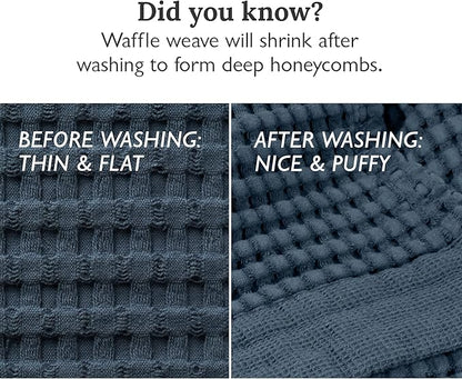 GILDEN TREE Waffle Towel Set Quick Dry Thin | 2 Bath Towels | 2 Hand Towels | 2 Washcloths, Modern Style (Midnight Blue)