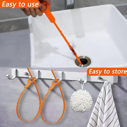 6PCS 25inch Drain Clog Remover Tool,hair clog remover tool,sink snake drain hair removal,for sink drain snake for bathtub,home shower tub snake clog remover,plastic drain cleaner tool