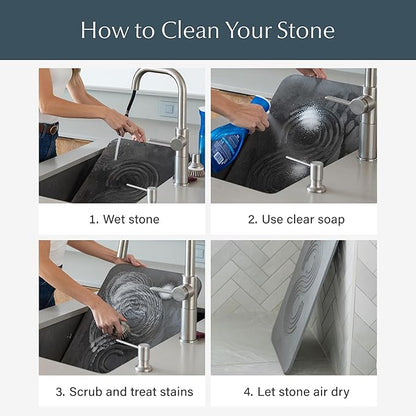 Dorai Home Bath Stone Mat 23.6"x15.4" (2-Pack) – Quick-Dry, Non-Slip Diatomite Stone Bath Mat, Rain Slate