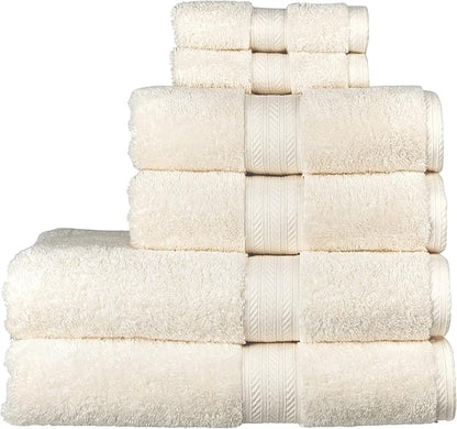 Christy Renaissance 6 Piece Towel Set | Parchment Off-White | 100% Egyptian Cotton | Luxuriously Soft and Super Absorbent | 675 GSM | 2 Bath Towels 2 Hand Towels 2 Face Cloths