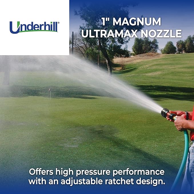 Underhill Magnum UltraMax Full Throttle High Flow Garden Water Hose Nozzle, Sprayer, 39-100 GPM 80 PSI, 1-Inch FHT, Jet, Soak, Fan, NG500-SFSH-10