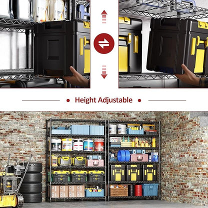 IZEUK 6-Tier Heavy Duty Metal Wire Shelving Unit, Adjustable Storage Rack Organizer for Garage, Kitchen, Office, Basement, Warehouse (Black, 17.7" D x 47.2" W x 82.7" H)