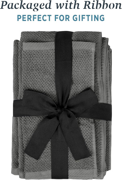 Welhome Franklin Premium 6 Pack Hand Towels Popcorn Textured Charcoal Bathroom Towels Hotel & Spa Towels for Bathroom Soft & Absorbent 600 GSM 100% Cotton Hand Towels