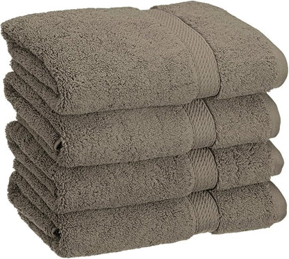 BLUENILEMILLS BNM Egyptian Cotton 4-Piece Towel Set, Includes 4 Hand Towels, Attached Loop for Easy Hanging and Storage, Hotel Quality, Perfect for Bathroom, Gym, Shower Space, or Spa, Charcoal