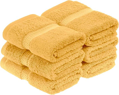 BLUENILEMILLS Madison Egyptian Cotton Face Towel/Washcloth Set, for Kitchen, Bathroom, Shower, Plush, 800 GSM, Highly Absorbent and Ultra-Soft Face Towels, Washcloths, Set of 6, Gold