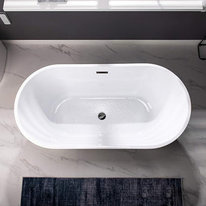 WOODBRIDGE BTA1514-MB-Drain &O+ Pillow Bathtub, Black