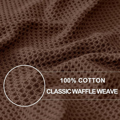 Homaxy 100% Cotton Waffle Weave Kitchen Dish Cloths, Ultra Soft Absorbent Quick Drying Dish Towels, 12 x 12 Inches, 6-Pack, Coffee