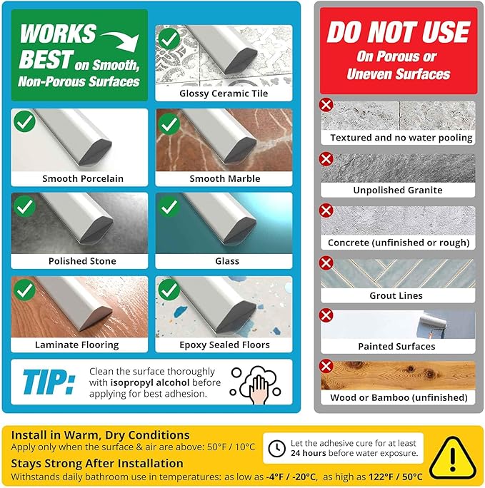 Shower Threshold Water Dam Barrier 40" - Black Collapsible Shower Water Blocker - Guard for Walk in Shower - Water Guard Stopper for Floor - Shower Door Water Blocker - Triangular - By Hippo Dam