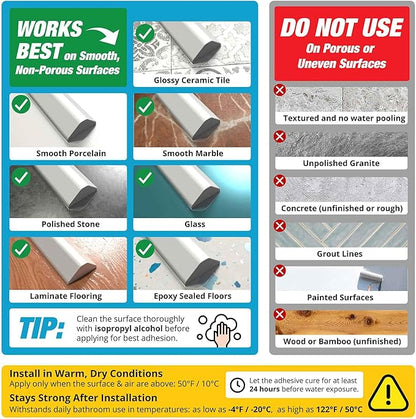 Shower Threshold Water Dam Barrier 40" - Black Collapsible Shower Water Blocker - Guard for Walk in Shower - Water Guard Stopper for Floor - Shower Door Water Blocker - Triangular - By Hippo Dam