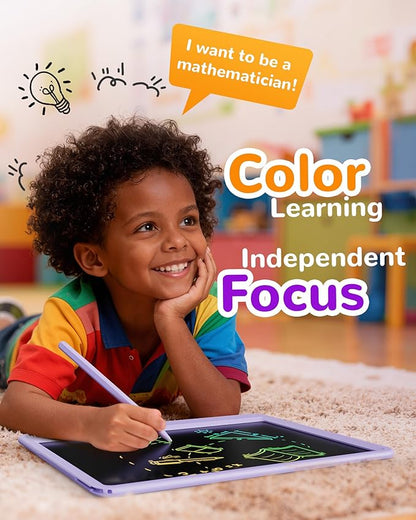 KOKODI LCD Writing Tablet, 12 Inch Colorful Toddler Doodle Board Drawing Tablet, Erasable Reusable Electronic Drawing Pads, Educational and Learning Toy for 3-6 Years Old Boy and Girls(Purple)
