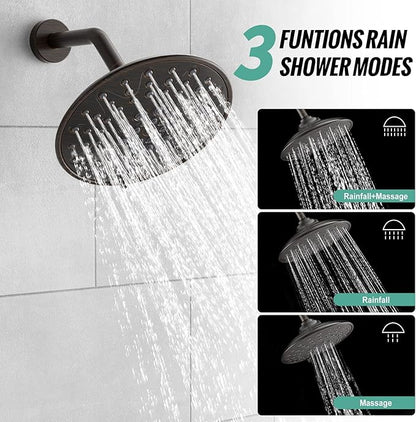 SR SUN RISE Shower Faucet - 8 Inch Multifunctional High Pressure Shower Head System with Handheld Shower Head Fixtures - Valve Included - Oil Rubbed Bronze