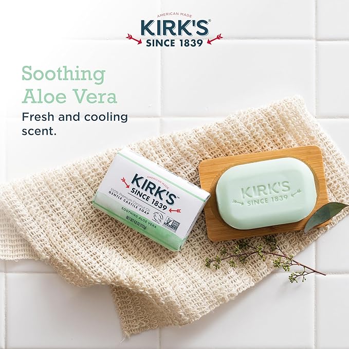 Kirk's Natural Original Coco Castile Soap with Aloe Vera, Pack of 3