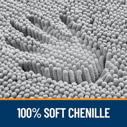 OLANLY Bathroom Rugs 59x35, Extra Soft Absorbent Chenille Bath Rugs, Rubber Backing Quick Dry, Machine Washable Bath Mats for Bathroom Floor, Tub and Shower, Home Decor Accessories, Light Grey