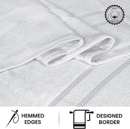 Casa Lino 100% Cotton Bath Towels Set of 4 (1 Bath Towel, 1 Hand Towel & 2 Wash Cloths) - Bathroom Towels and Washcloths Set - Complete Bathroom Set - Guest Room Essentials - (White)