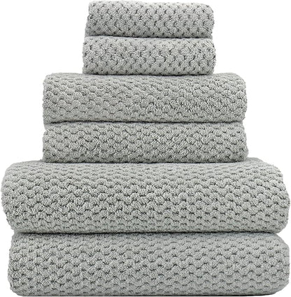 YTYC 29x59 Inch Extra Large Bath Towels Set of 6 Quick Dry Super Soft Microfiber Towels for Bathroom 80% Polyester (Grey,6 Piece)