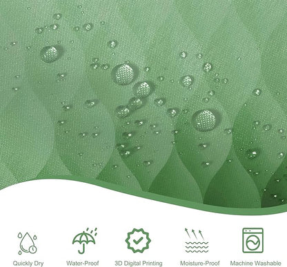 Green Ombre Shower Curtain, Modern Geometric Shower Curtain Set, Washable Polyester Fabric for Bathroom, Weighted Hem, 72 x 72 inch