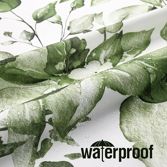 Gibelle Small Stall Shower Curtain 36 x 72, Narrow Half Olive Green Floral Shower Curtain for Bathroom, Watercolor Plant Eucalyptus Leaves Fabric Shower Curtain Set