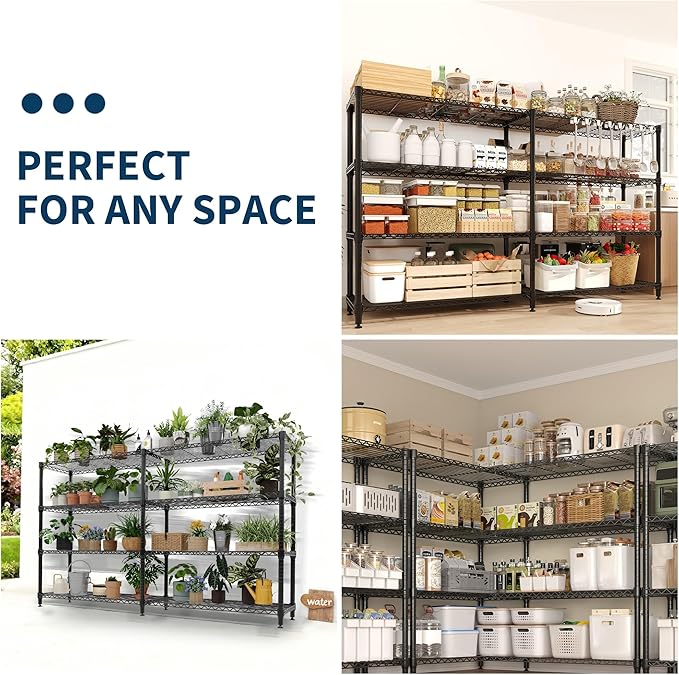 4-Tier Metal Storage Shelves, Adjustable Wire Shelving Unit for Garage, Pantry, Basement & Kitchen, Easy Assembly, 70.8" w x 15.8" d x 59.5" h, 265 Lbs Per Tier