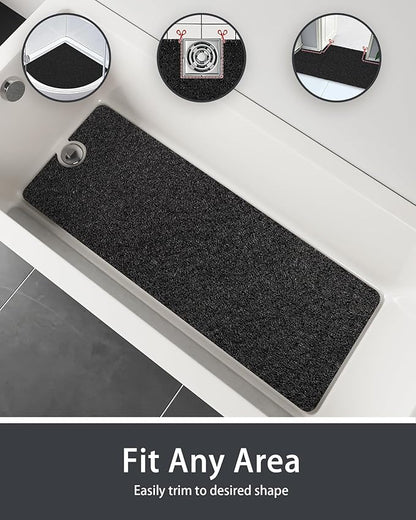 Mecko Loofah Bath Mat for Tub - Quick-Dry Non-Slip Shower Mat, Extra Thick Textured Grip Bathtub Mat for Bathroom and Shower Floor, Indoor/Outdoor Use for Wet Areas (Black, 17"x47")