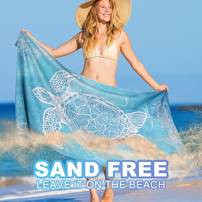 Beach Towels Oversized - 2 Pack 78'' X 35''(200 x 90 cm) Extra Large Beach Towels, 250 GSM Thicken Microfiber Sand Free Lightweight Quick Dry Beach Towel, Yoga Pool Gym Camping Travel Towel for Adults