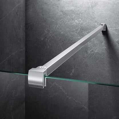 Frameless Shower Door Support Bar, Stainless Steel Wall-to-Glass Support Arm to Fixed Shower Glass Panel, for 1/4"-3/8" (6-10 mm) Door, 180° Pivot & Stow-Flat Mode (Brushed Nickel, 31.5-inch(800mm))