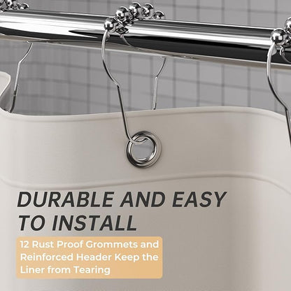 AmazerBath Thick PEVA Shower Curtain - Tan, Waterproof 72x72, Heavy Duty with 3 Weighted Stones and 12 Grommets