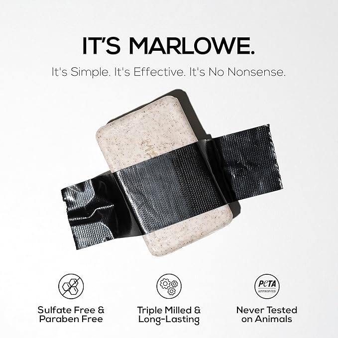 MARLOWE. No. 102 Body Scrub Soap 7 oz (12 Bars), Oud Wood, Exfoliating Soap Bar with Shea Butter, Olive Oil & Green Tea Extracts, Cleanses, Smooths & Revitalizes Skin, Earthy & Smoky Scent