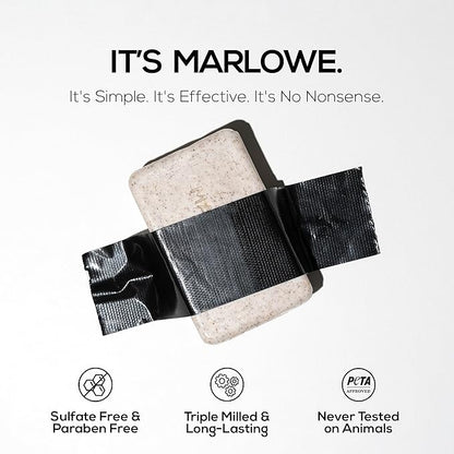 MARLOWE. No. 102 Body Scrub Soap 7 oz (6 Bars), Santal, Exfoliating Soap Bar with Shea Butter, Olive Oil & Green Tea Extracts, Cleanses, Smooths & Revitalizes Skin, Warm Amber, Spice & Citron Scent