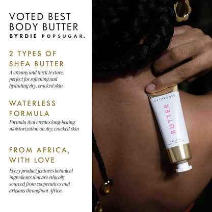54 Thrones Mini African Beauty Shea Butter, Intensive Dry Skin Support, Moisturizing Body Butter for Women, Moisturizing Body Balm and Cream, Locks in Moisture, Kenyan Hibiscus + Moroccan Rose, 1 oz