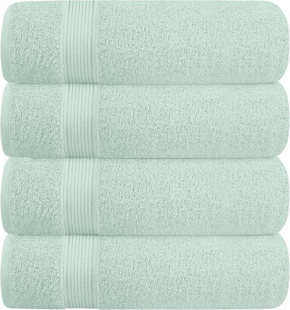 BELZZI Home Ultra Soft 4 Pack Oversized Bath Towel Set 27x54, Cotton Compact Bath Towels, Highly Absorbant Eco-Friendly Quickdry & Lightweight Towel, Ideal for Gym Travel Camp Pool - Sea Green