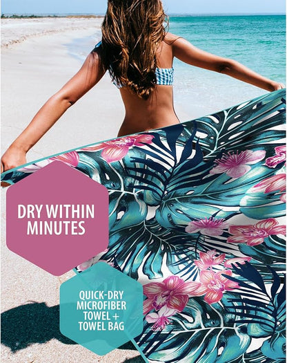VENTURE 4TH Microfiber Beach Towel: Quick-Dry, Compact, Sand-Free, Absorbent, Sandproof and Lightweight - Perfect for Camping, Beach, and Roadtrips (Blue Lagoon Design | 35x78 inches)