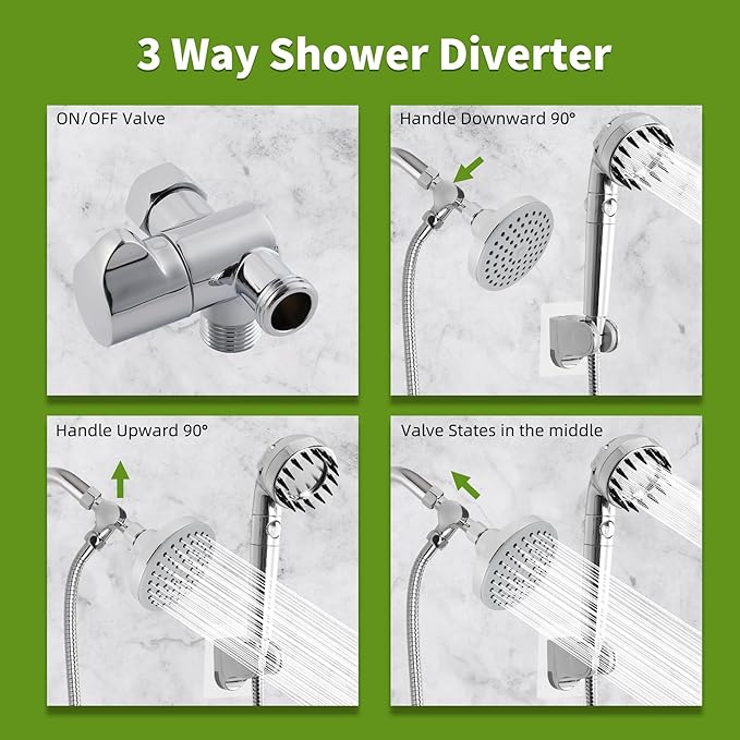 Hygie Rinse Handheld Dog Shower Attachment with Massage Head for Fast and Easy Dog Bathing and Cleaning, Included Garden Adapter for Indoor and Outdoor Dual Use, Handheld Sprayer with Hose, Chrome
