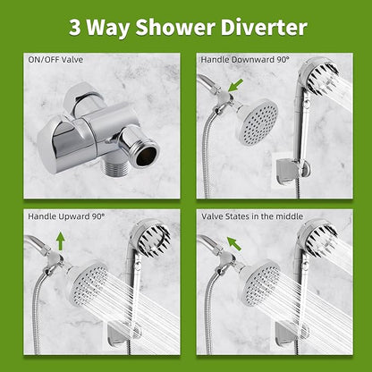 Hygie Rinse Handheld Dog Shower Attachment with Massage Head for Fast and Easy Dog Bathing and Cleaning, Included Garden Adapter for Indoor and Outdoor Dual Use, Handheld Sprayer with Hose, Chrome