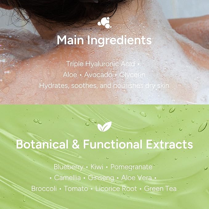 Korean Body Wash with Hyaluronic Acid & Aloe – Hydrating Moisturizing Cleanser for All Skin – Infused with Natural Extracts – Paraben & Silicone-Free – White Floral Musk, 500ml / 16.9 fl oz