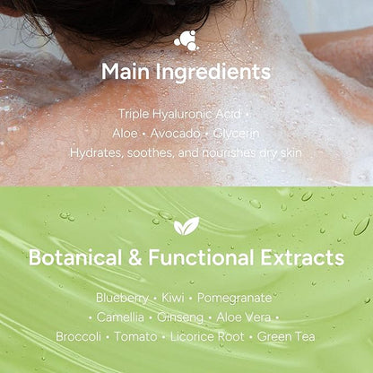 Korean Body Wash with Hyaluronic Acid & Aloe – Hydrating Moisturizing Cleanser for All Skin – Infused with Natural Extracts – Paraben & Silicone-Free – Woody Blackberry, 500ml / 16.9 fl oz
