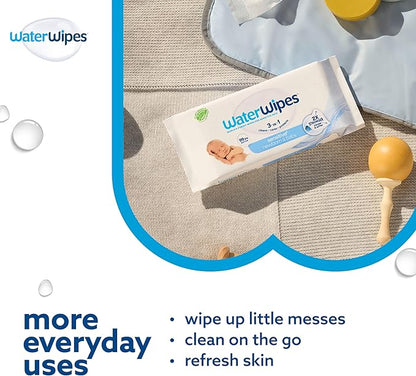 WaterWipes Sensitive+ Newborn & Baby Wipes, 3-In-1 Cleans, Cares, Protects, 99.9% Water, Unscented & Hypoallergenic, 300 Count (5 Packs)