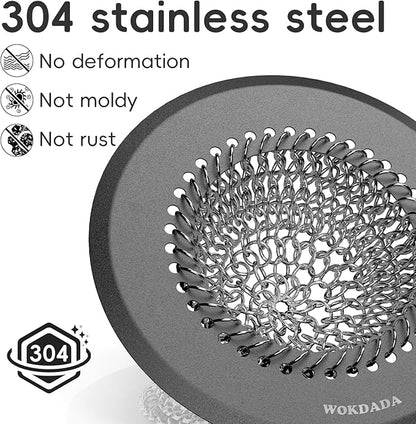 Bathtub Drain Hair Catcher: Fast Drainage Shower Version, Reversible 304 Stainless Steel Protector. Fits Pop-Up & Regular Bathroom Drains (Dark Gray)